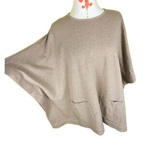 J Jill Pure Jill Sweater Top Boxy Kimono Sleeve Round Neck Boho Beige Pima XS